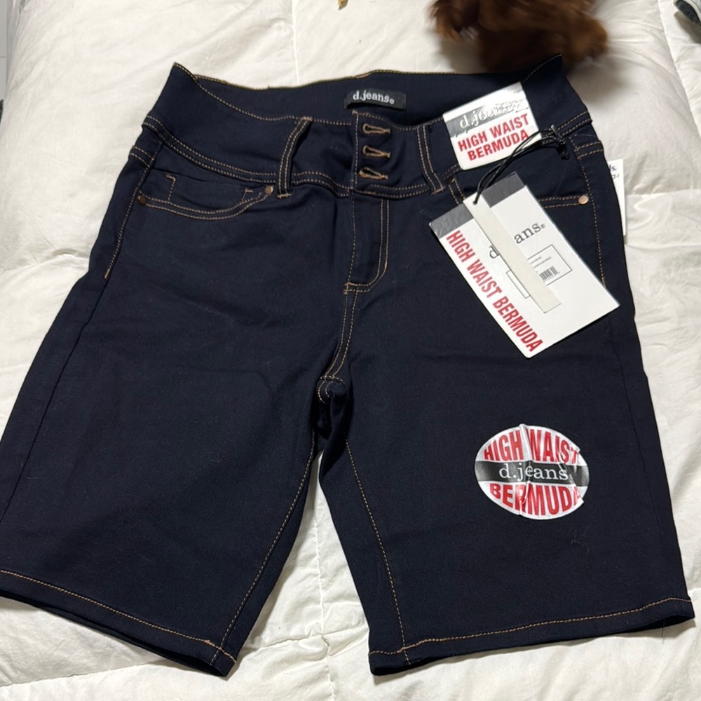 d. jeans High Waist Bermuda Shorts - Black